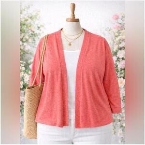 Croft and Barrow Coral Cardigan XXL 3/4 Sleeve EUC Plus Size Casual Spring Layer